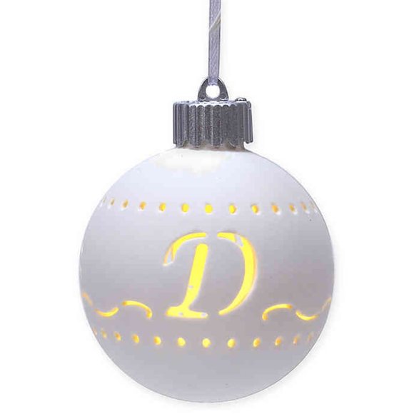 🎄 NWT Winter Wonderland Monogram Letter "D" Porcelain LED Christmas Ornament - Picture 2 of 2